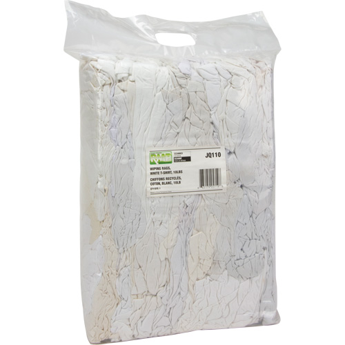 Recycled Material Wiping Rags, Cotton, White, 10 lbs. Sécurité Médic