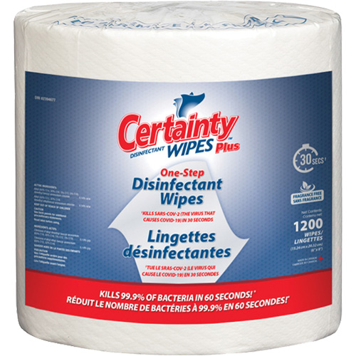 Plus Disinfectant Wipes, 8" x 6", 1200 Count Sécurité Médic