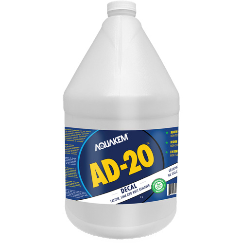AD20 Decal Eco-Friendly Industrial Grade Calcium, Lime & Rust Stain Remover White Label, Jug Sécurité Médic