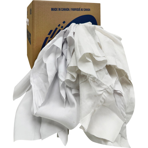 Recycled Wiping Rags, Cotton, White, 10 lbs. Sécurité Médic