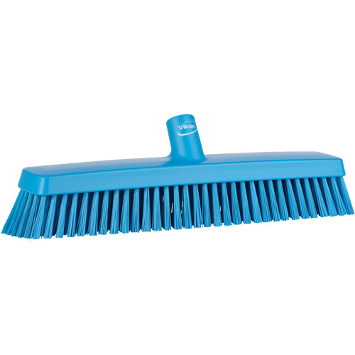 Push Broom Head, Fine/Stiff Bristles, 16-1/2", Polyester/Polypropylene, Blue Sécurité Médic