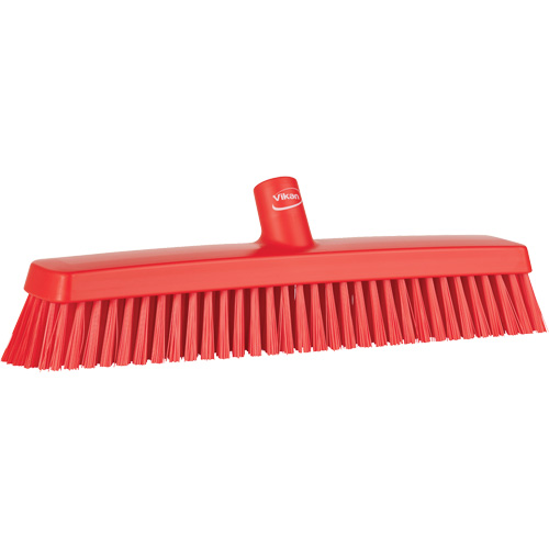 Push Broom Head, Fine/Stiff Bristles, 16-1/2", Polyester/Polypropylene, Red Sécurité Médic