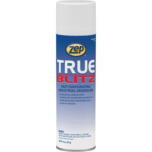 D&eacute;graissant industriel &agrave; &eacute;vaporation rapide True Blitz, 14 oz, Canette a&eacute;rosol Sécurité Médic