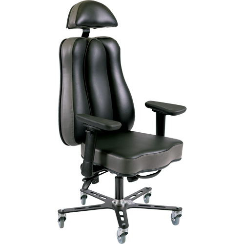 Chaise ergonomique 24 h Synergo II, Vinyle, Noir/gris, Capacit&eacute; 350 lb Sécurité Médic