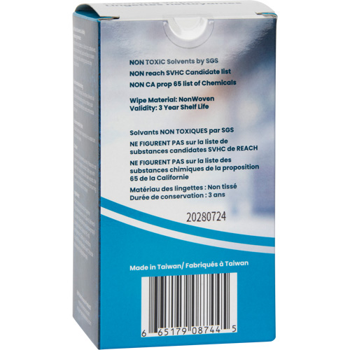 Lingettes nettoyantes emball&eacute;es individuellement, 12 lingettes, 8" x 9-1/2" Sécurité Médic