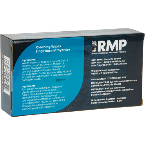 X-Large Cleaning Wipes, 80 Wipes, 8" x 8" Sécurité Médic