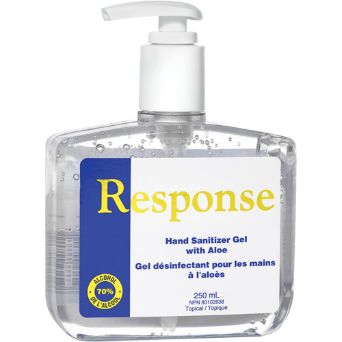 Response&reg; Hand Sanitizer Gel with Aloe, 250 ml, Pump Bottle, 70% Alcohol Sécurité Médic