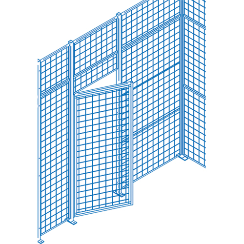 Wire Mesh Partition Components - Swing Doors, 4' W x 7' H Sécurité Médic
