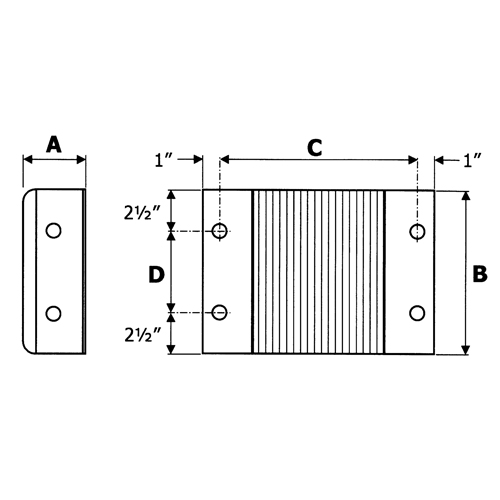 Laminated Dock Bumpers, Horizontal, Rubber, 12" W x 6" D x 12" H Sécurité Médic