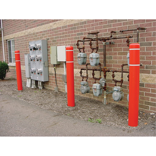 Capuchons en polyethylene pour borne de protection, 4-1/2" dia. x 64" l, Rouge Sécurité Médic