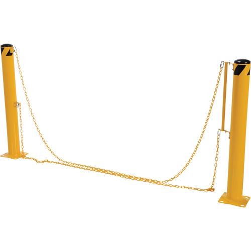 Dock Chain Barrier Bollard System, Steel, 42" H x 6-5/8" W, Yellow Sécurité Médic