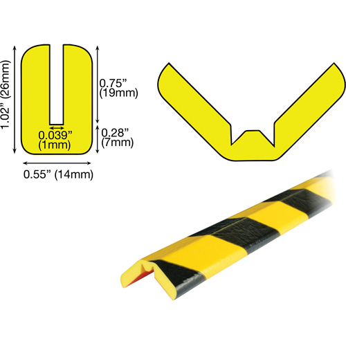 W Profile 5M Edge Protection Bumper Guard, 16.42' (5 m) Long Sécurité Médic