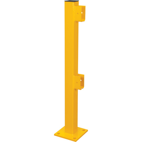 Poteau d'extr&eacute;mit&eacute; pour garde-corps l&eacute;gers, Acier, 42" h, Jaune s&eacute;curit&eacute; OSHA Sécurité Médic