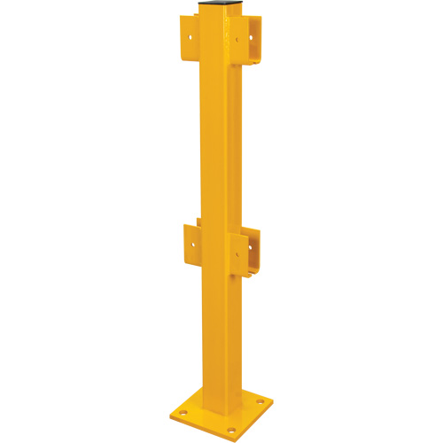 Poteau en ligne pour garde-corps l&eacute;gers, Acier, 42" h, Jaune s&eacute;curit&eacute; OSHA Sécurité Médic