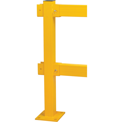 Poteau en ligne pour garde-corps l&eacute;gers, Acier, 42" h, Jaune s&eacute;curit&eacute; OSHA Sécurité Médic