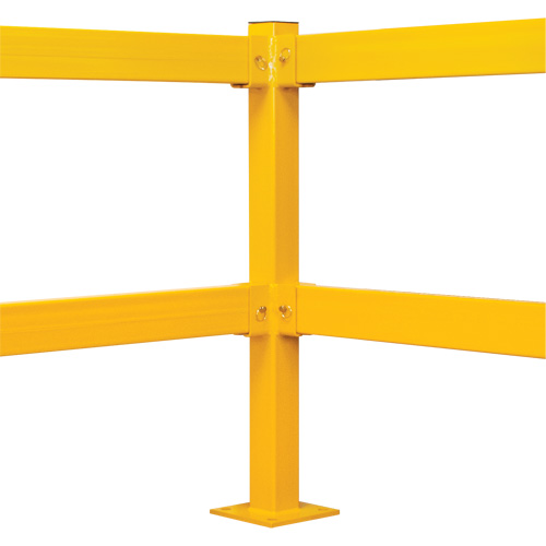 Corner Post for Light-Duty Guard Rails, Steel, 42" H, Safety Yellow Sécurité Médic