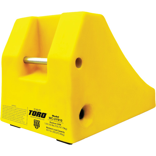 400 Ton Large Equipment Wheel Chock with Handle & Hole, Urethane, Yellow Sécurité Médic