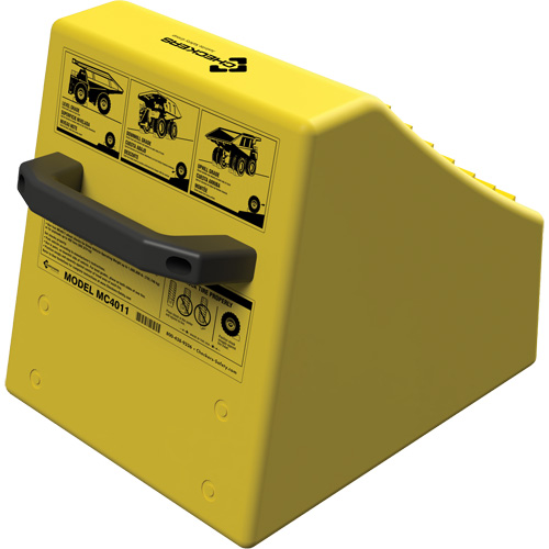 Checkers Safety Heavy-Duty Ultra Class Mining Wheel Chock without Bracket, HDPE, Yellow, 14-1/2" W x 17-1/2" D x 16" H Sécurité Médic