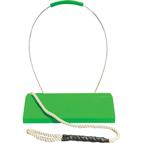 Checkers Safety SafeRay  Aircraft Wheel Chock with Loop Rope Ergonomic Handle, Urethane, Fluorescent Green, 24" W x 8" D x 6" H Sécurité Médic