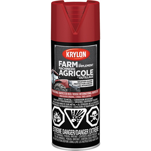 Peinture en a&eacute;rosol pour la ferme et l'&eacute;quipement, Rouge International Harvester, Tr&egrave;s brillant, 340 g, Canette a&eacute;rosol Sécurité Médic