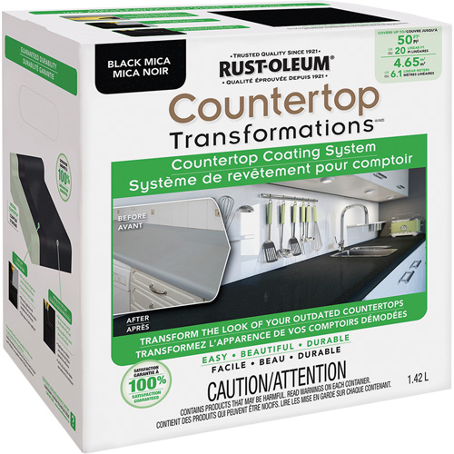Countertop Transformations&reg; Mica Countertop Coating System, 1.42 L, Kit, Black Mica Sécurité Médic