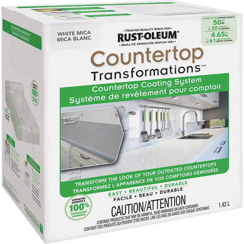 Countertop Transformations&reg; Mica Countertop Coating System, 1.42 L, Kit, White Mica Sécurité Médic