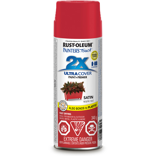 Painter's Touch&reg; Ultra Cover Paint, Apple Red, Satin, Aerosol Can Sécurité Médic