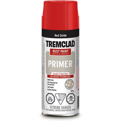 Tremclad&reg; Rust Primer Spray, Red Oxide, Very Flat, Aerosol Can Sécurité Médic