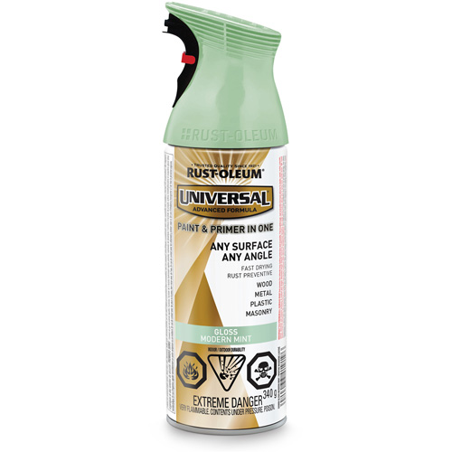Universal&reg; Enamel Paint & Primer In One, Modern Mint Green, Gloss, Aerosol Can Sécurité Médic