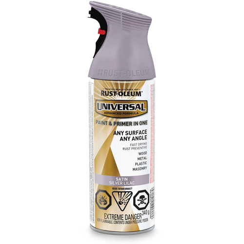 Universal&reg; Enamel Paint & Primer In One, Silver Lilac Purple, Satin, Aerosol Can Sécurité Médic