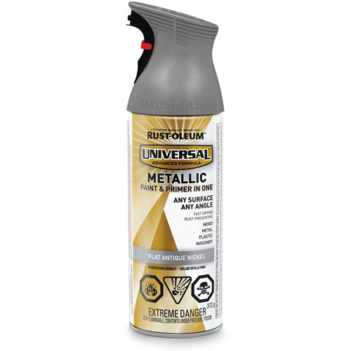 Universal&reg; Spray Paint, Antique Nickel Grey, Flat/Metallic, Aerosol Can Sécurité Médic