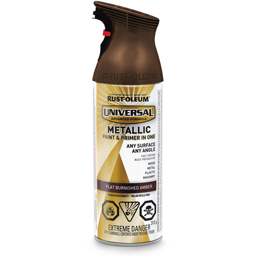Universal&reg; Spray Paint, Burnished Amber Brown, Very Flat, Aerosol Can Sécurité Médic