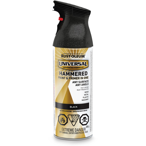 Universal&reg; Paint & Primer In One Spray Paint, Black, Hammered, Aerosol Can Sécurité Médic