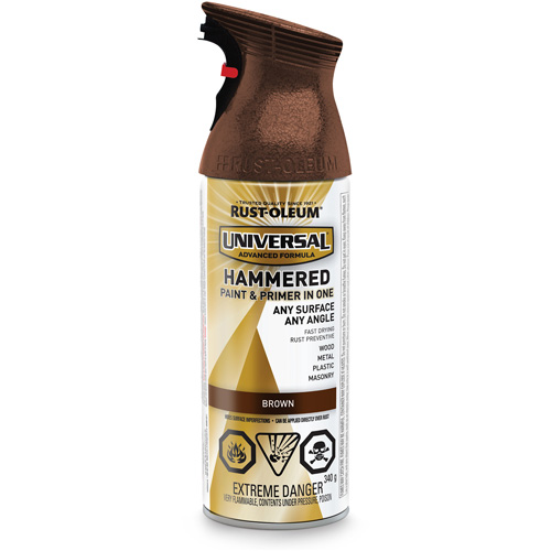 Universal&reg; Paint & Primer In One Spray Paint, Brown, Hammered, Aerosol Can Sécurité Médic