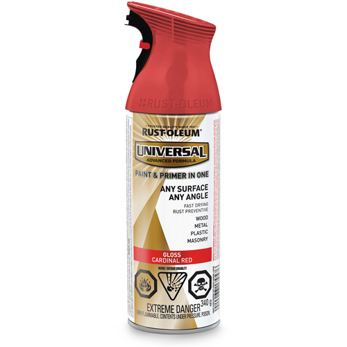Universal&reg; Enamel Paint & Primer In One, Cardinal Red, Gloss, Aerosol Can Sécurité Médic