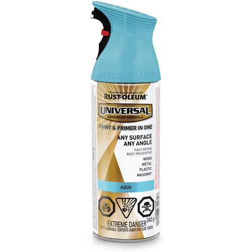 Universal&reg; Enamel Paint & Primer In One, Aqua Blue, Satin, Aerosol Can Sécurité Médic