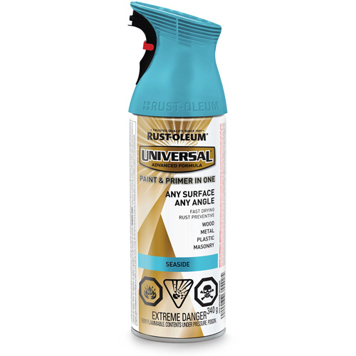 Universal&reg; Enamel Paint & Primer In One, Seaside Blue, Satin, Aerosol Can Sécurité Médic