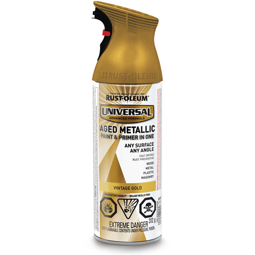 Universal&reg; Aged Spray Paint, Vintage Gold, Metallic, Aerosol Can Sécurité Médic