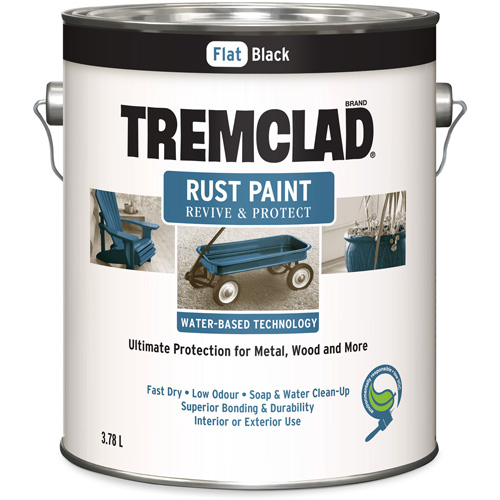 Peinture antirouille &agrave; base d'eau Tremclad, 3,78 L, Gallon, Noir Sécurité Médic