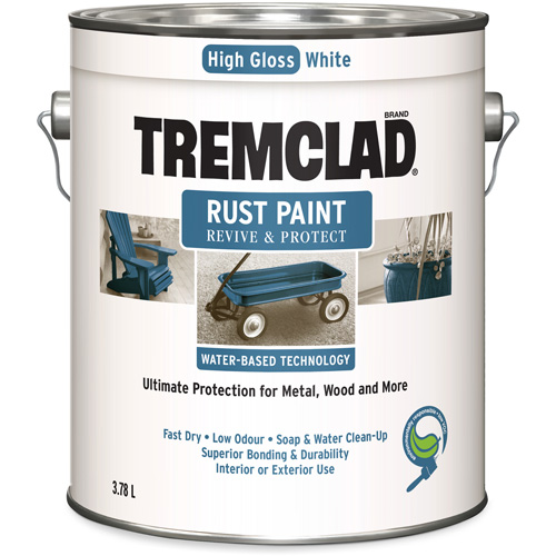 Tremclad&reg; Water-Based Rust Paint, 3.78 L, Gallon, White Sécurité Médic