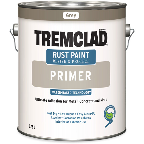 Appr&ecirc;t antirouille &agrave; base d'eau Tremclad, 3,78 L, Gallon, Gris Sécurité Médic