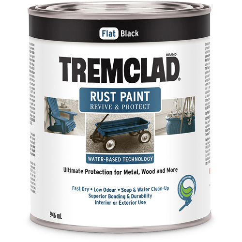 Peinture antirouille &agrave; base d'eau Tremclad, 946 ml, Canette, Noir Sécurité Médic