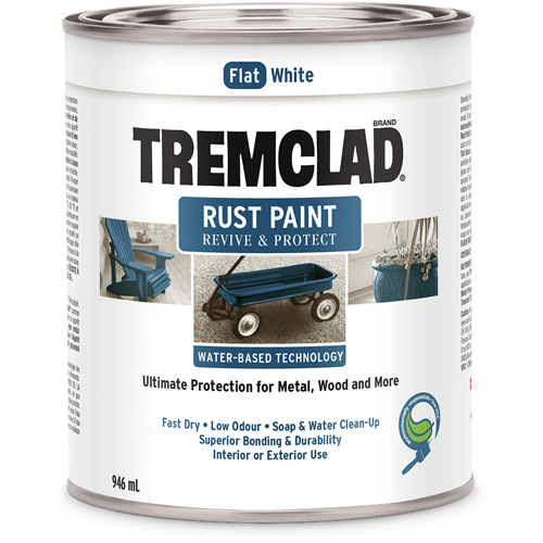 Peinture antirouille &agrave; base d'eau Tremclad, 946 ml, Canette, Blanc Sécurité Médic