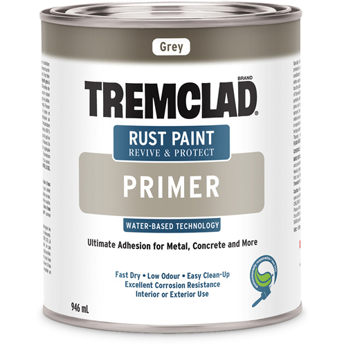 Tremclad&reg; Water-Based Rust Paint Primer, 946 ml, Can, Grey Sécurité Médic