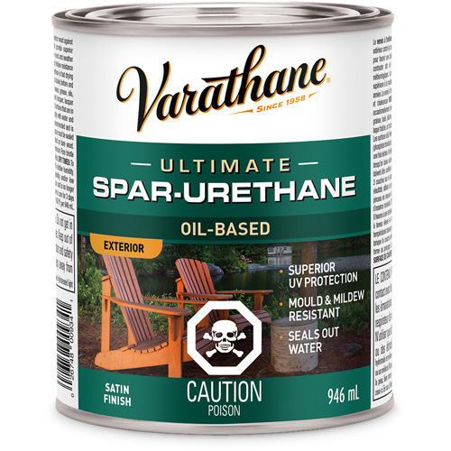 Rev&ecirc;tement &agrave; fini diamant pour bois Varathane, 946 ml, Transparent, Satin Sécurité Médic
