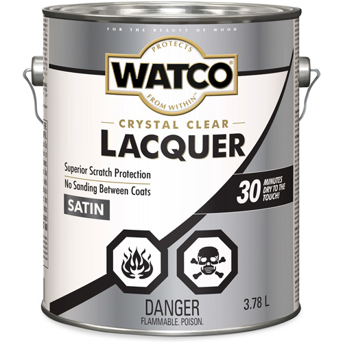 Watco&reg; Lacquer Wood Finish, 3.78 L, Clear, Satin Sécurité Médic