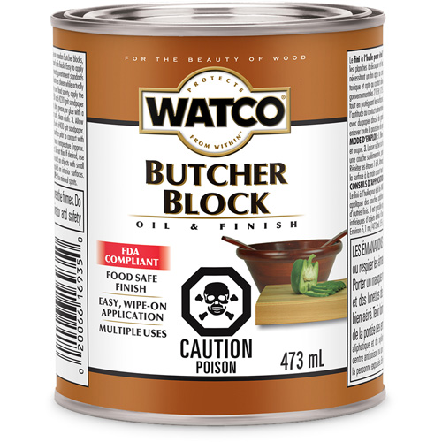Watco&reg; Butcher Block Oil & Finish, 473 ml, Clear, Transparent Sécurité Médic