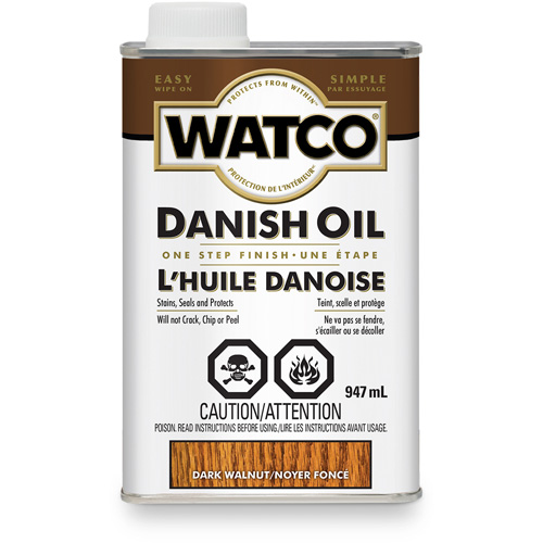 Watco&reg; Danish Oil, 947 ml, Dark Walnut, Transparent Sécurité Médic
