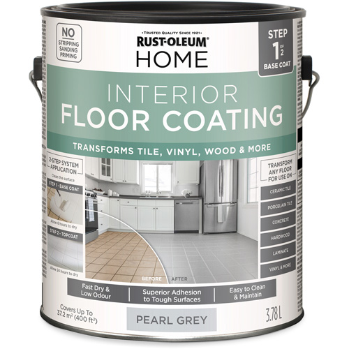 Home Interior Floor Coating System Base Coat, 3.78 L, Water-Based, Very Flat, Grey Sécurité Médic