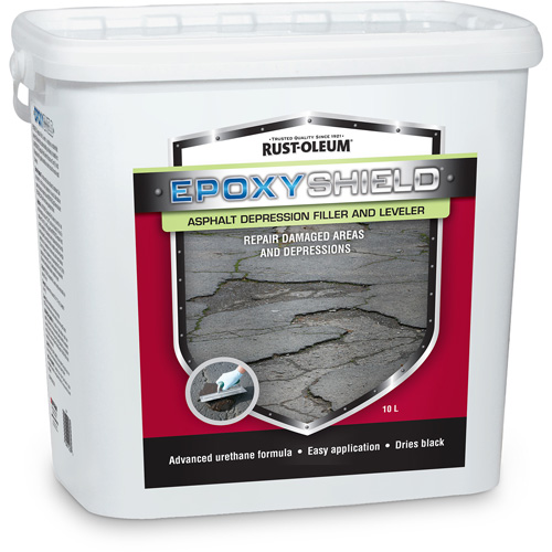Mat&eacute;riau de remplissage de d&eacute;pression et de nivellement pour asphalte EpoxyShield, Seau, Noir Sécurité Médic